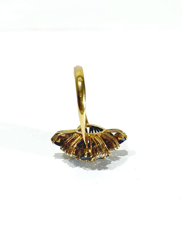 Bague 56.5 Bague Poire Or jaune, Diamants et Saphirs 58 Facettes