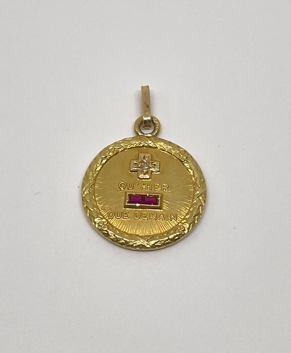 AUGIS - Pendentif or jaune diamant rubis