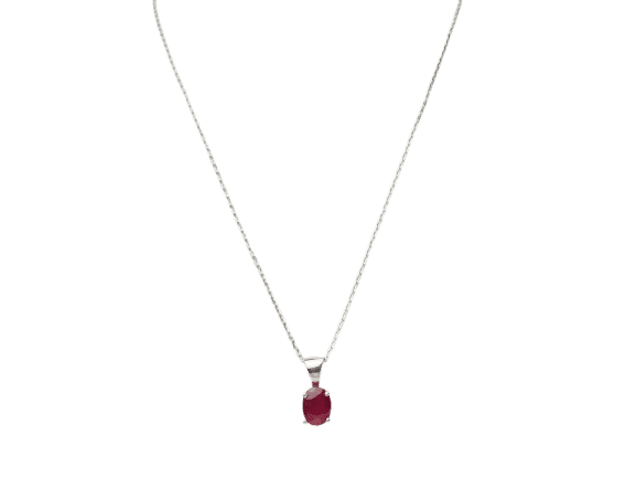 Collier Collier solitaire en or blanc et rubis 2,12ct 58 Facettes 20021