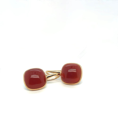 Boucles d'oreilles Boucles d'oreilles en or avec agate rouge et nacre 58 Facettes