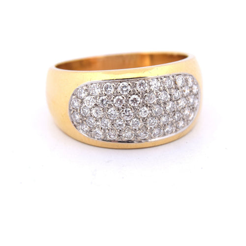 Bague 61 Bague cocktail en or jaune sertie de diamants - années 1950 58 Facettes