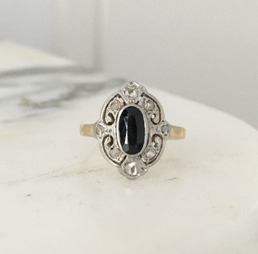 Bague 46 Bague Belle Époque en or jaune 18K et platine 58 Facettes