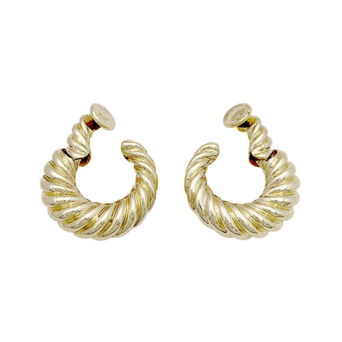 Boucles d'oreilles Boucles d'oreilles créoles Van Cleef & Arpels, or jaune godronné. 58 Facettes 35107