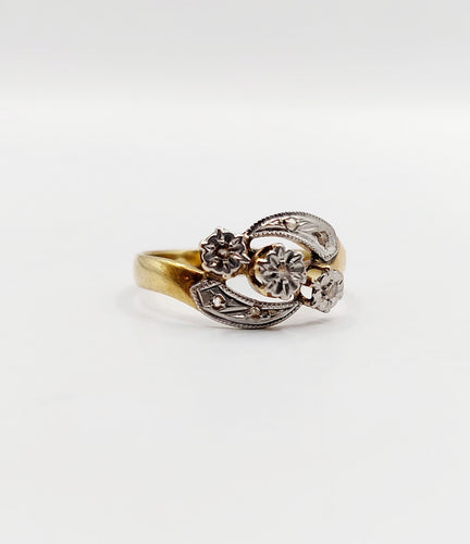 Bague 50.5 Bague or jaune, diamants taille rose (circa 1900) 58 Facettes A06375