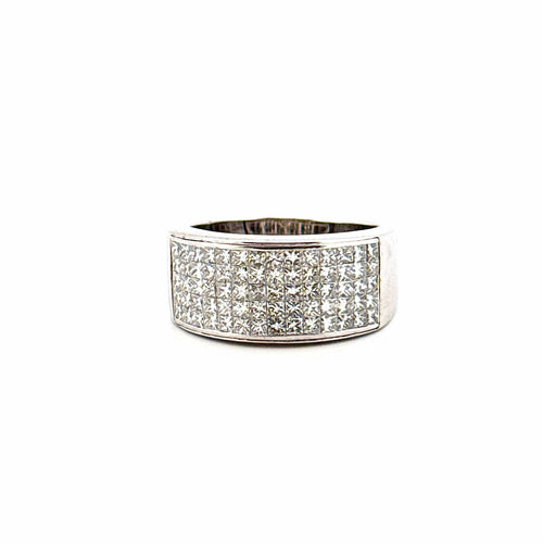 Bague 55 Bague en or blanc pavage de diamants princesses 58 Facettes