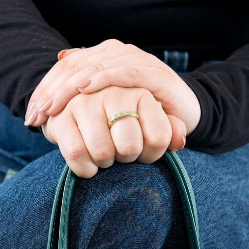 Bague 54 Demi alliance or jaune et diamants 58 Facettes GULK241