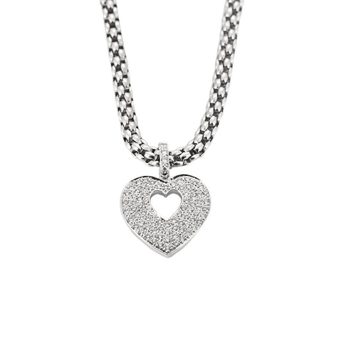 Collier POIRAY- Pendentif or blanc et diamants et chaîne en or blanc 58 Facettes 250360