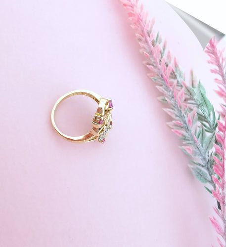 Bague 50 Bague Tourmalines roses Diamants Or 18 K 58 Facettes AA 1573