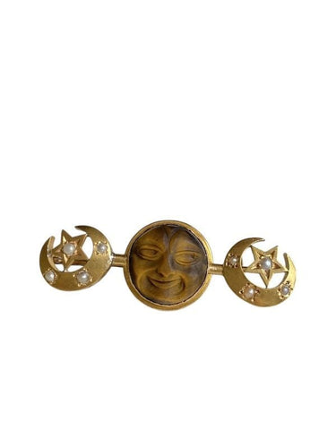 Broche Rare broche en or jaune modèle « Man in the Moon » 58 Facettes