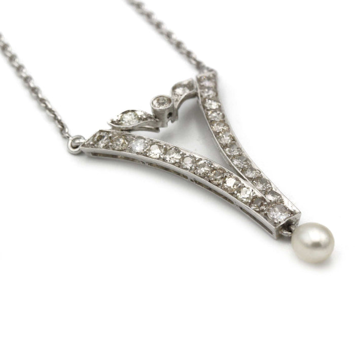 Collier Collier Pendentif - Or blanc diamants & Perle 58 Facettes 250014R