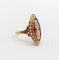 Bague marquise antique en or 18k, verre violet et perles