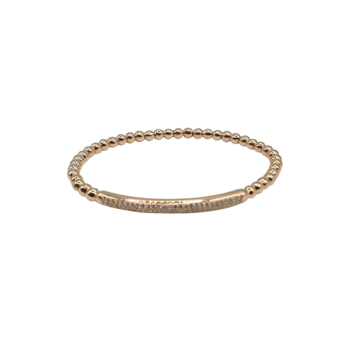 Bracelet or rose 18 carats en billes d’or et barrette de diamants naturels