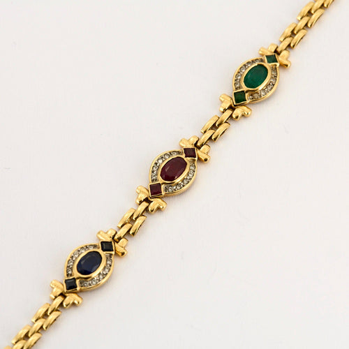 Gourmette Prestige or jaune et pierres fines 58 Facettes LP972/9