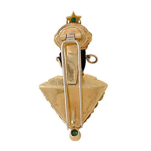 Broche Broche G.NARDI, "Moretto", or jaune, émeraudes, ébène. 58 Facettes 34877