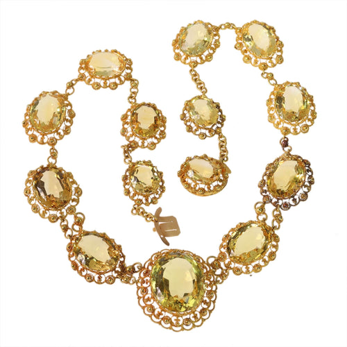 Collier Collier historique de 1820 en citrine et or, filigrane et granulation, très bel état 58 Facettes 25125-0132