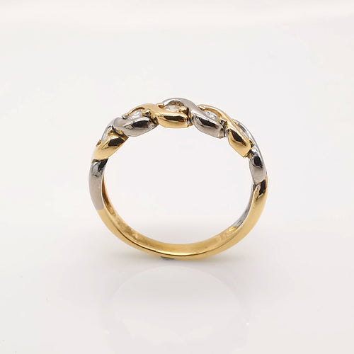 Bague en or jaune et blanc et diamants