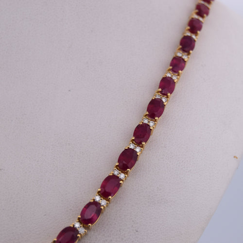 COLLANA IN ORO GIALLO 18 KT CON RUBINI E DIAMANTI 58 Facettes