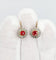 Boucles d'oreilles Dormeuses marguerite antique or rose pierre rouge et diamants 58 Facettes A00730