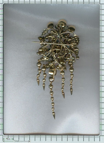 Broche Splendeur florale antique : broche de corsage Trembleuse avec diamants, 1860 58 Facettes 21028-0240