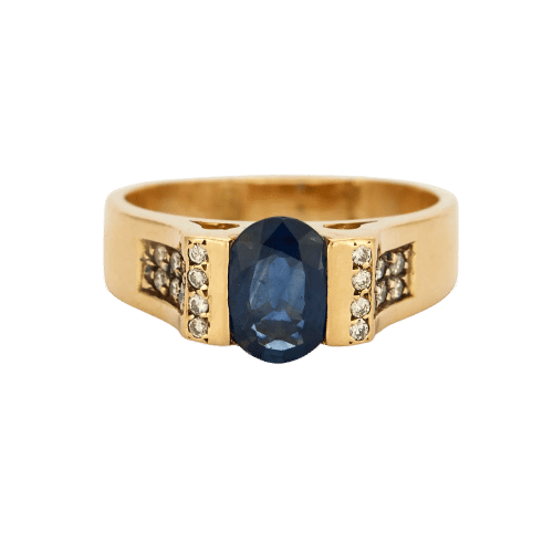 Bague 53 Bague or jaune saphir et diamants 58 Facettes 240402