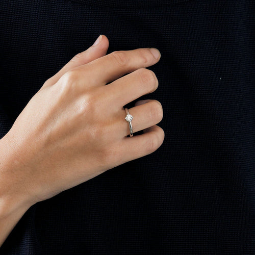 Bague 54 Solitaire or blanc avec diamant 58 Facettes 3121239