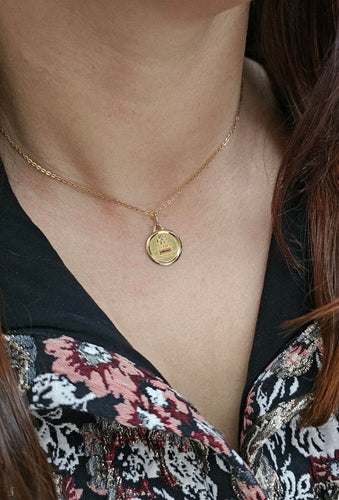 Pendentif Augis - Médaille d'amour en or jaune 18 carats, diamant et rubis 58 Facettes 444B
