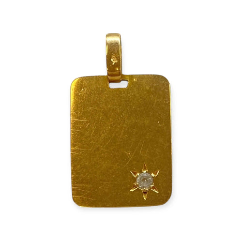 Pendentif Pendentif plaque en or jaune 750 et diamant rond 0,05 ct 58 Facettes 330089746