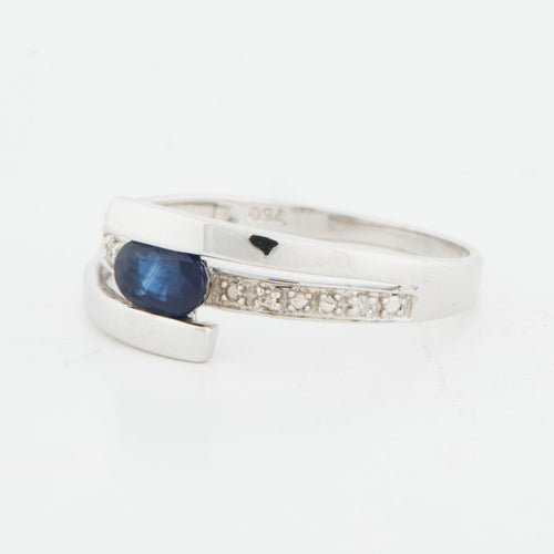 Bague 59 Bague Or Blanc - Saphir et Diamants 58 Facettes RÉF 1027/14