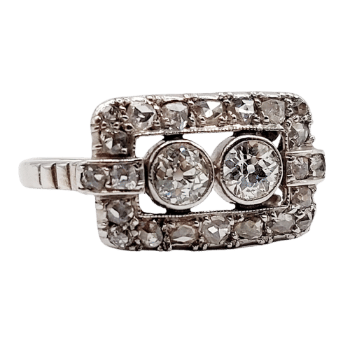Bague 55 Bague tank art déco en or blanc 18k et diamants taille ancienne 58 Facettes A06328