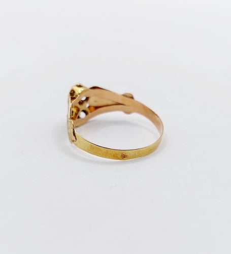 Bague 54.5 Bague toi et moi Art nouveau en or 18k et perles (circa 1900) 58 Facettes A06500