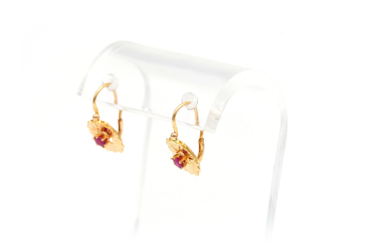 Boucles d'oreilles Boucles d'oreilles Art Déco or jaune et rubis de synthèse 58 Facettes 22472