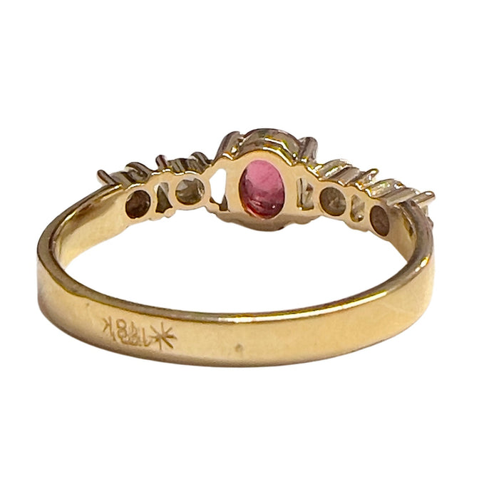 Bague design contemporain en or, diamants, rubis