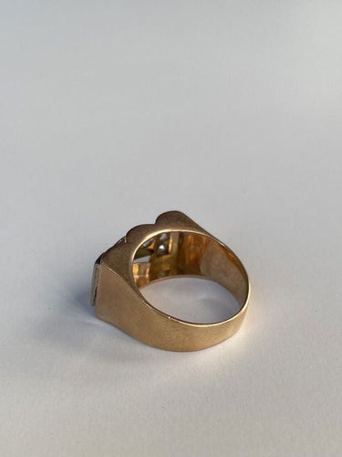 Bague 51.5 Bague Tank en or rose 18k et platine et diamants 58 Facettes