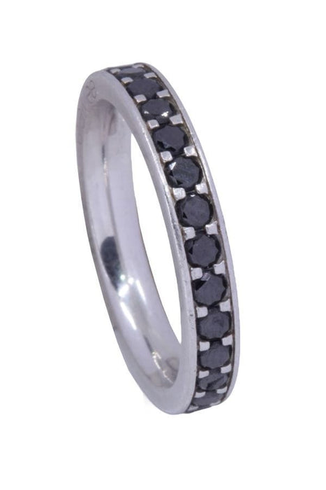 Bague 50 Alliance platine et diamants noirs 58 Facettes 089361