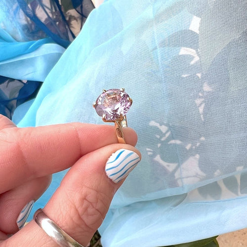 Bague 56.5 Bague Améthyste en Solitaire Or Jaune 18 K 58 Facettes AA 1716