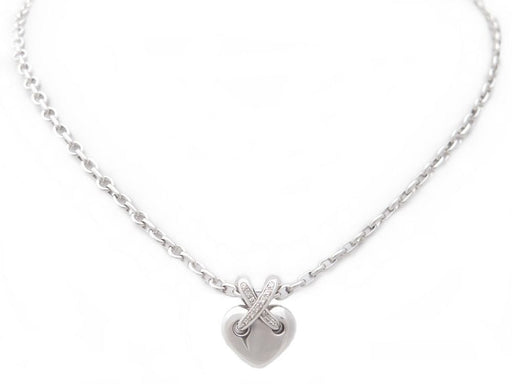 Collier collier CHAUMET pendentif coeur lien diamant or blanc chaine 40cm 58 Facettes 271718