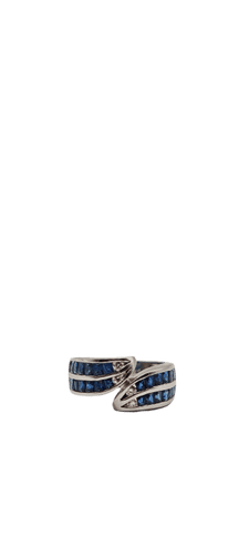 Bague 54 Bague en or blanc, saphir et diamants 58 Facettes