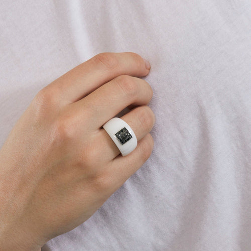 Bague 56 Bague or blanc céramique blanche 58 Facettes 3131211