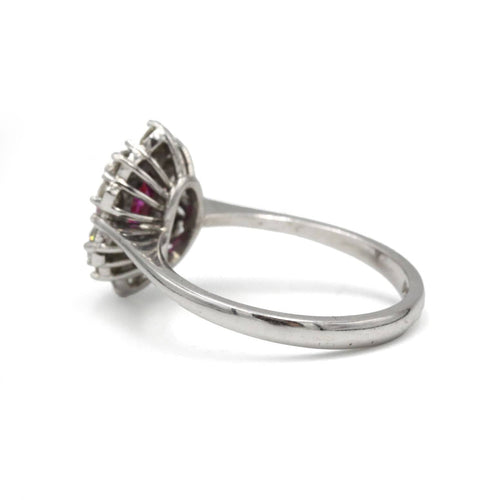 Bague 52 Bague marguerite or 750 diamants et rubis 58 Facettes 1306