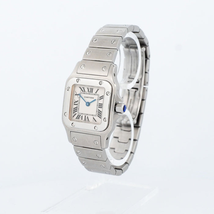 Bracelet Cartier Santos Galbée - Ivory roman dial - SM 58 Facettes