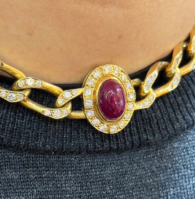 Collier Collier Cartier vintage en or jaune diamants et rubis 58 Facettes