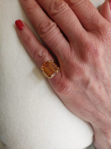 Bague 53 BAGUE ANCIENNE SAPHIR JAUNE 58 Facettes 083821
