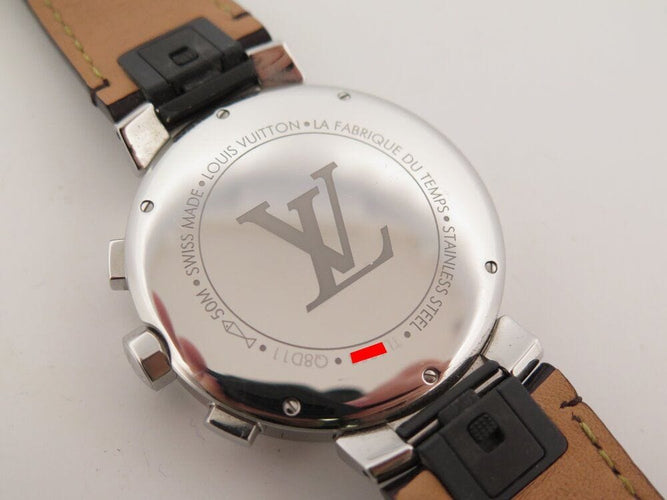 Montre montre LOUIS VUITTON tambour moon star q8d11 quartz 38 mm chrono en acier 58 Facettes 267088
