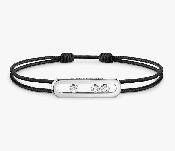 Bracelet Bracelet Messika en or blanc 18 carats serti de diamants sur cordon noir 58 Facettes 21977