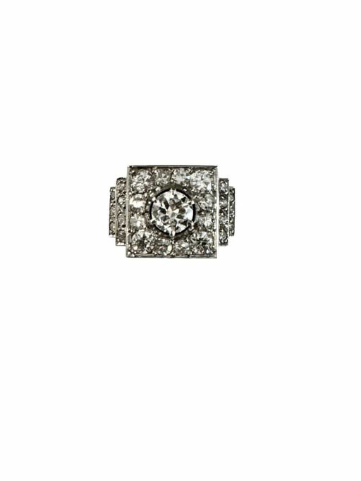 Ring 54 Art Deco Ring in Platinum and Diamonds 58 Facettes