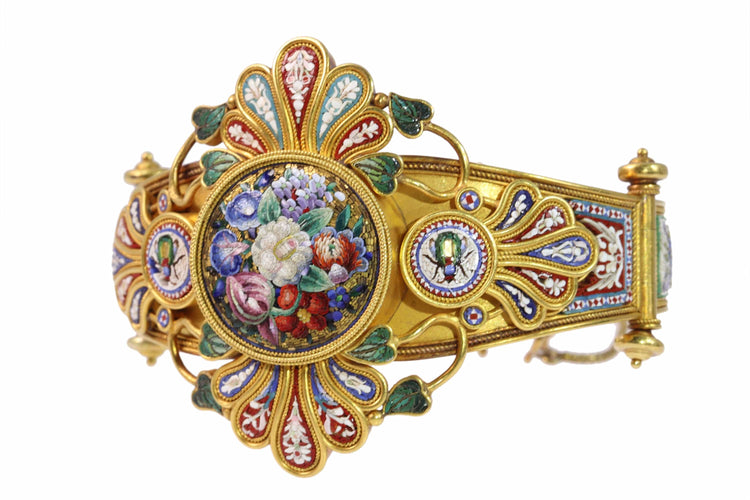 Boucles d'oreilles Rare parure en micromosaïque du XIXe siècle de Menichini Giacomo – Un chef-d'œuvre du Grand Tour 58 Facettes 25043-0119
