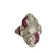 Bague 51.5 Bague de style Art Déco platine, diamants et rubis 58 Facettes