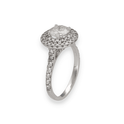 Bague 50 Solitaire Or Gris et Diamant 58 Facettes