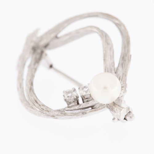 Broche Broche espagnole or blanc perles et diamants 58 Facettes