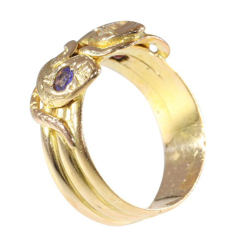 Bague 58 Bague Serpent Victorienne : Un Trio Symbolique en Or 58 Facettes 24137-0077